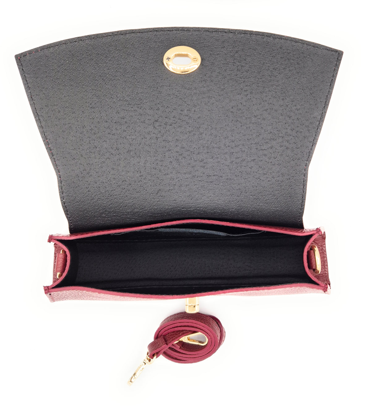 Sac à bandoulière demi-lune en cuir Paco ~ Bordeaux