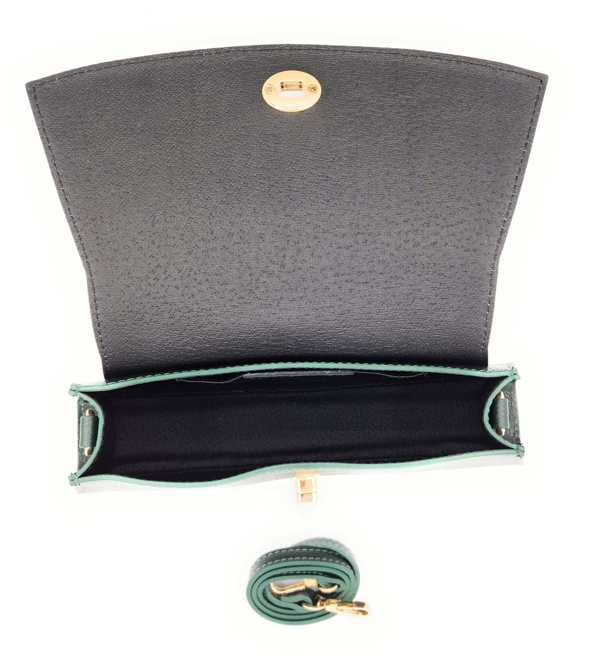 Sac à bandoulière demi-lune en cuir Paco ~ Vert sapin