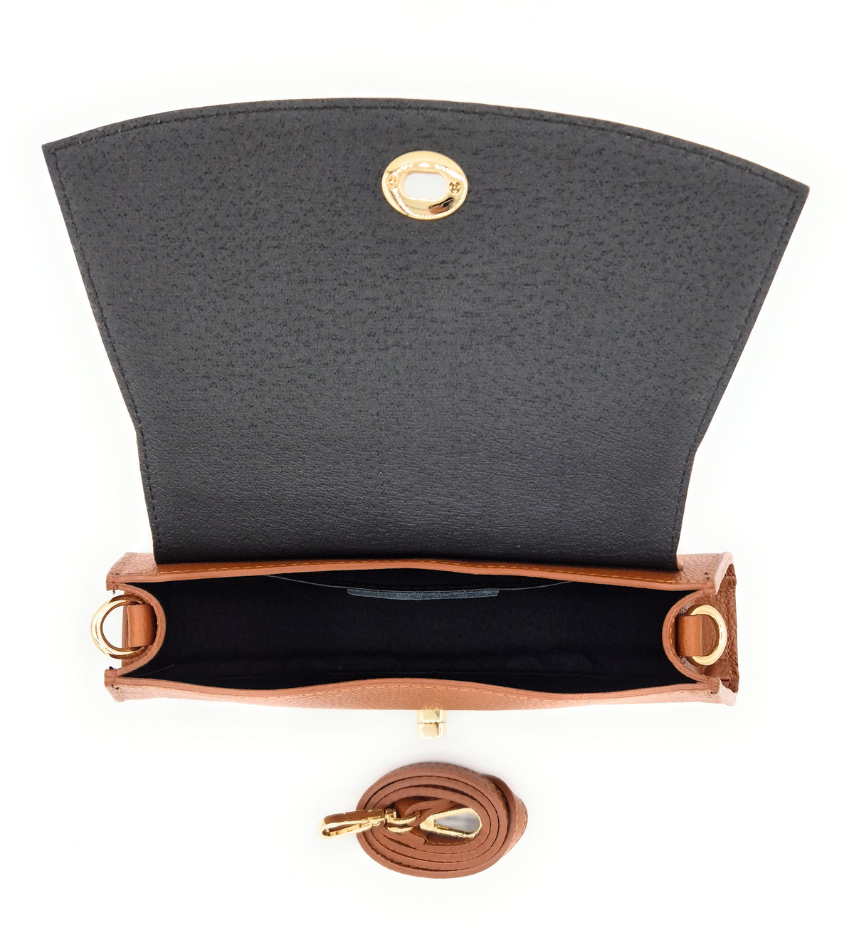 Sac à bandoulière demi-lune en cuir Paco ~ Camel