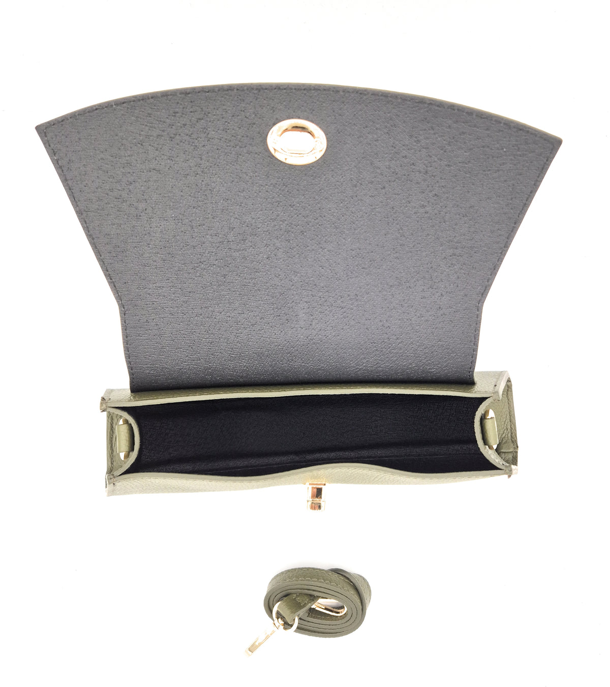 Paco Leather Half Moon Shoulder Bag ~ Khaki