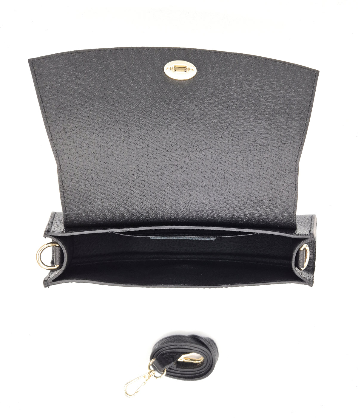 Sac à bandoulière demi-lune en cuir Paco ~ Noir