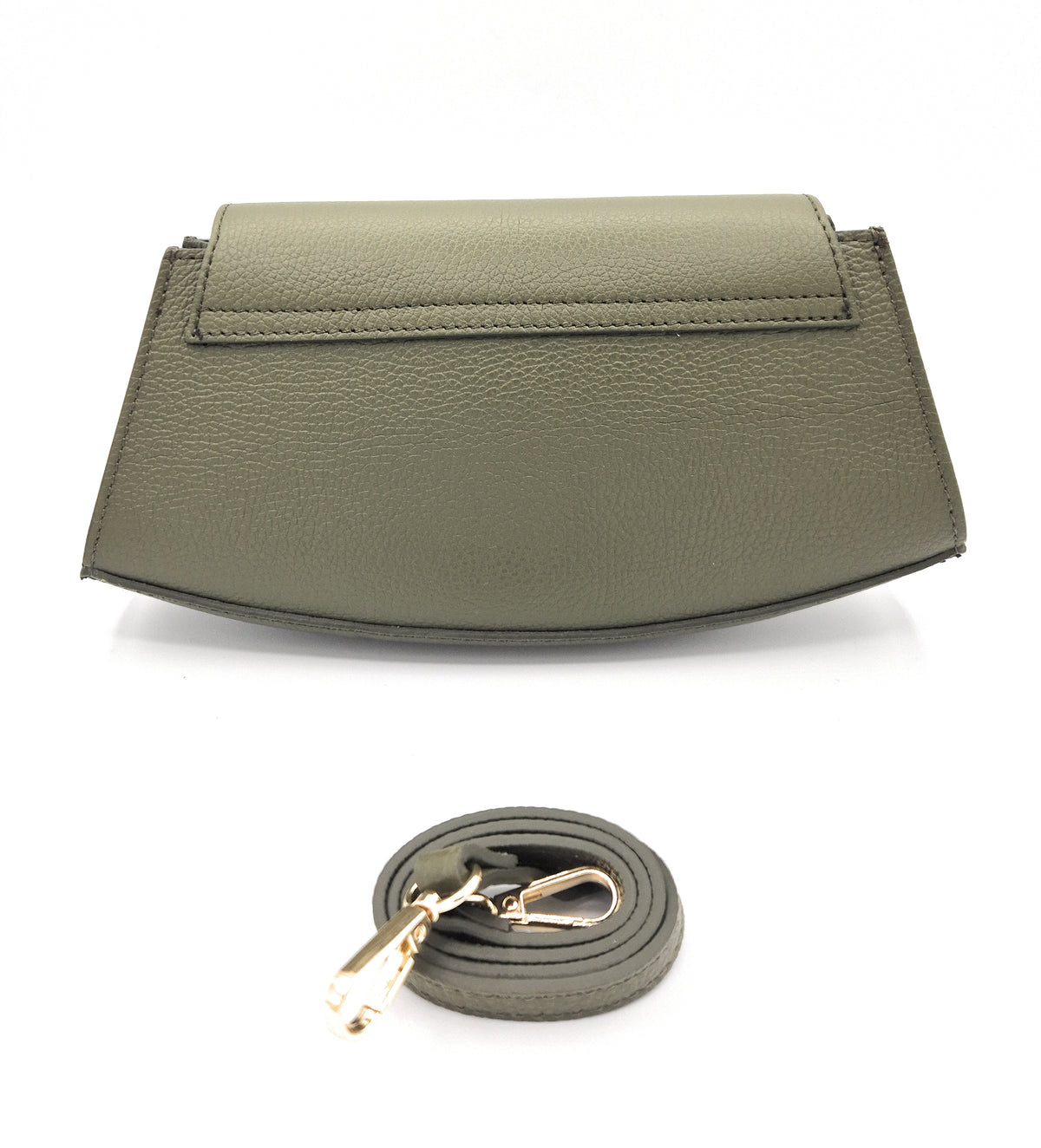 Paco Leather Half Moon Shoulder Bag ~ Khaki