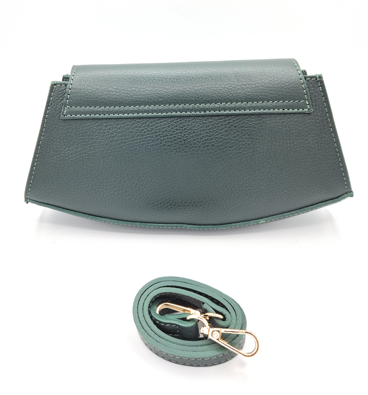 Sac à bandoulière demi-lune en cuir Paco ~ Vert sapin