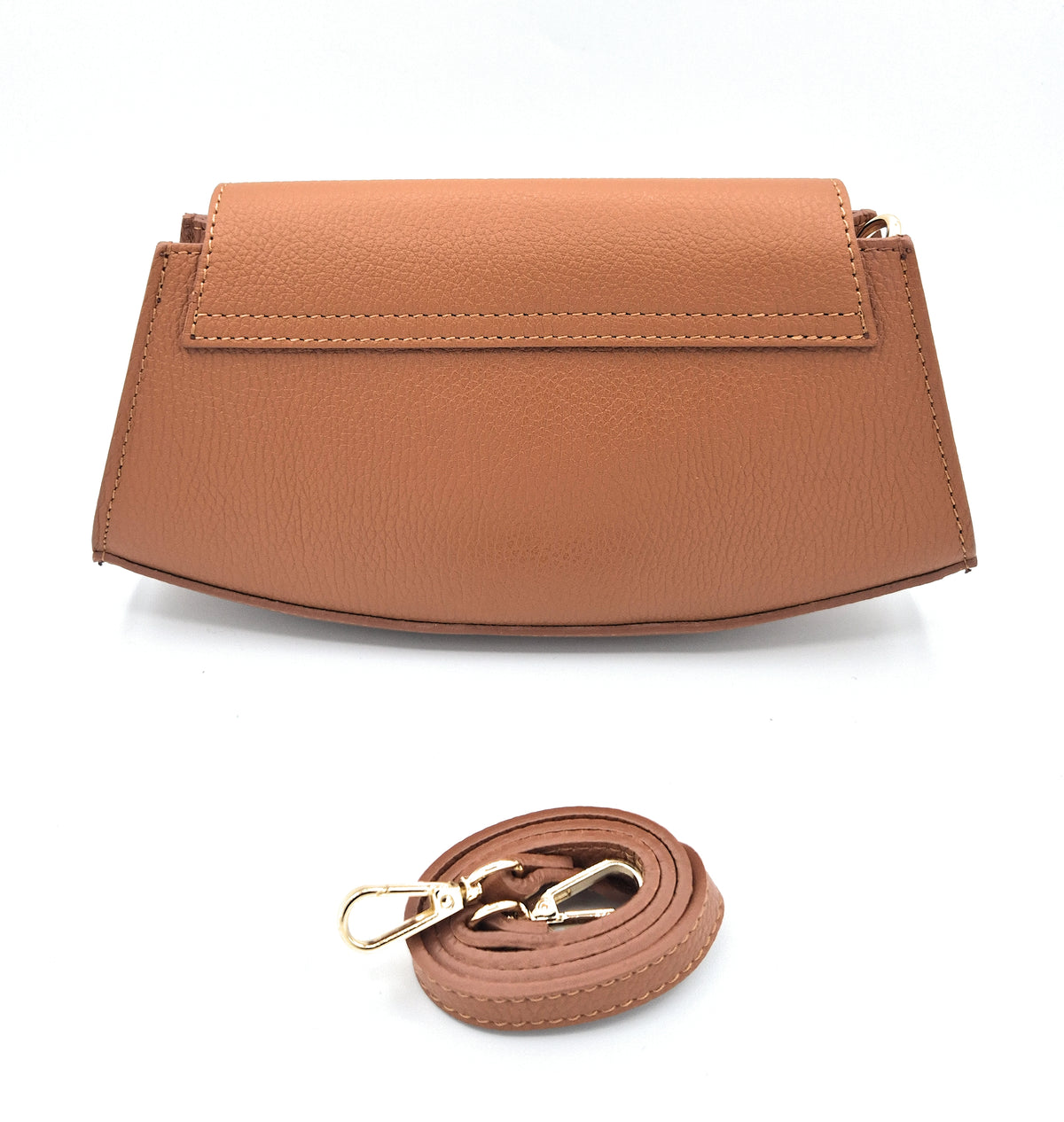 Sac à bandoulière demi-lune en cuir Paco ~ Camel
