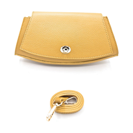 Paco Leather Half Moon Shoulder Bag ~ Ochre Yellow