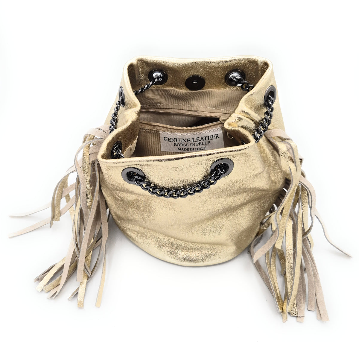 Anoki metallic leather purse ~ Khaki