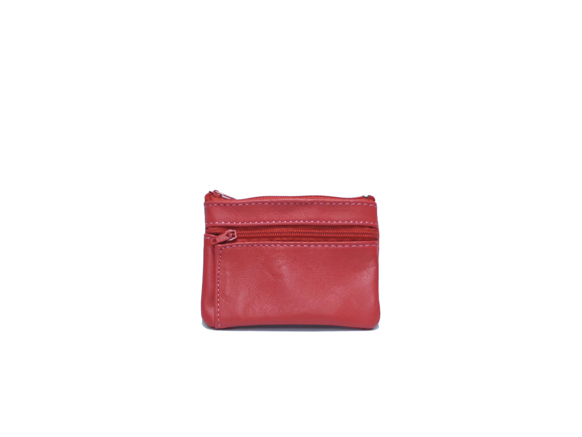 Porte-monnaie Isi en cuir revalorisé ~ Rouge prune