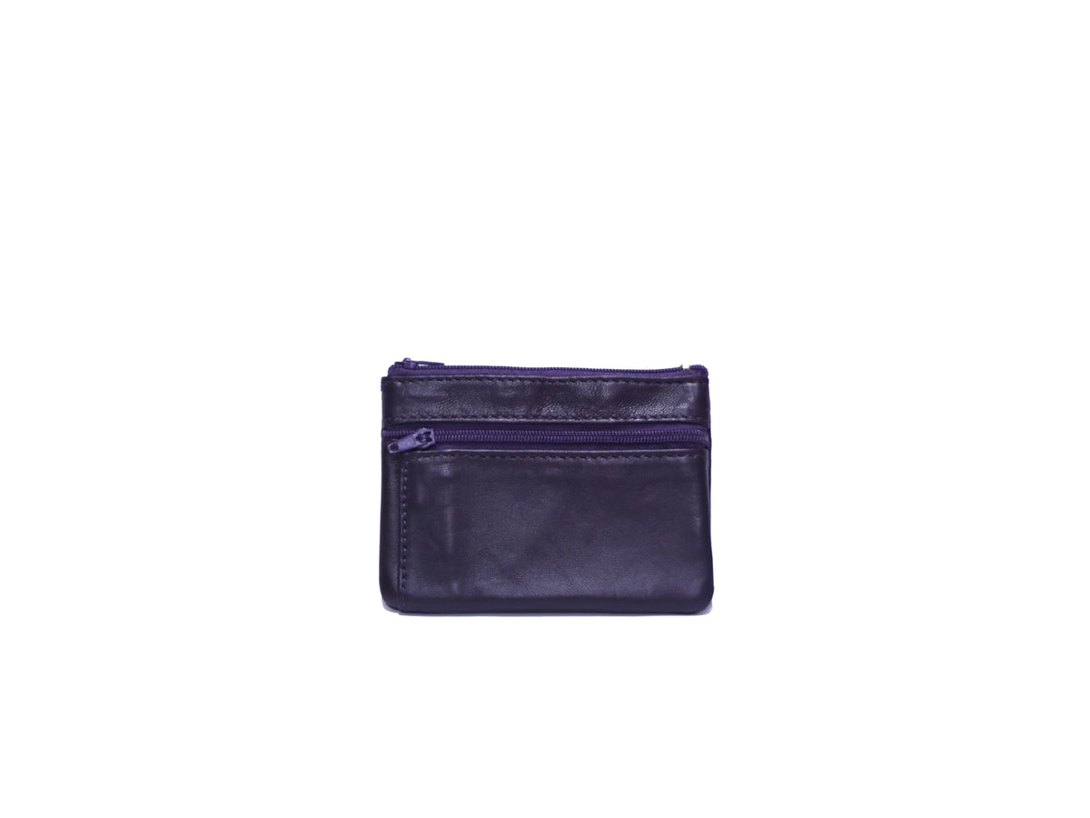 Porte-monnaie Isi en cuir revalorisé ~ Aubergine