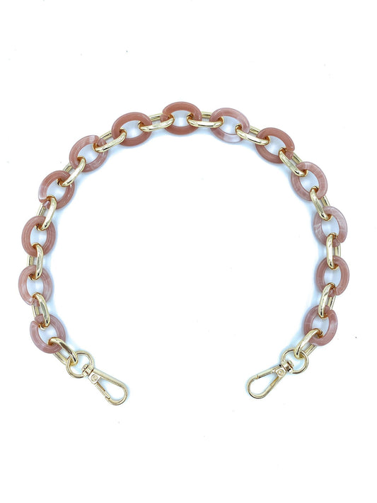 Bandoulière amovible en acrylique pour sac ~ Rose pâle / doré