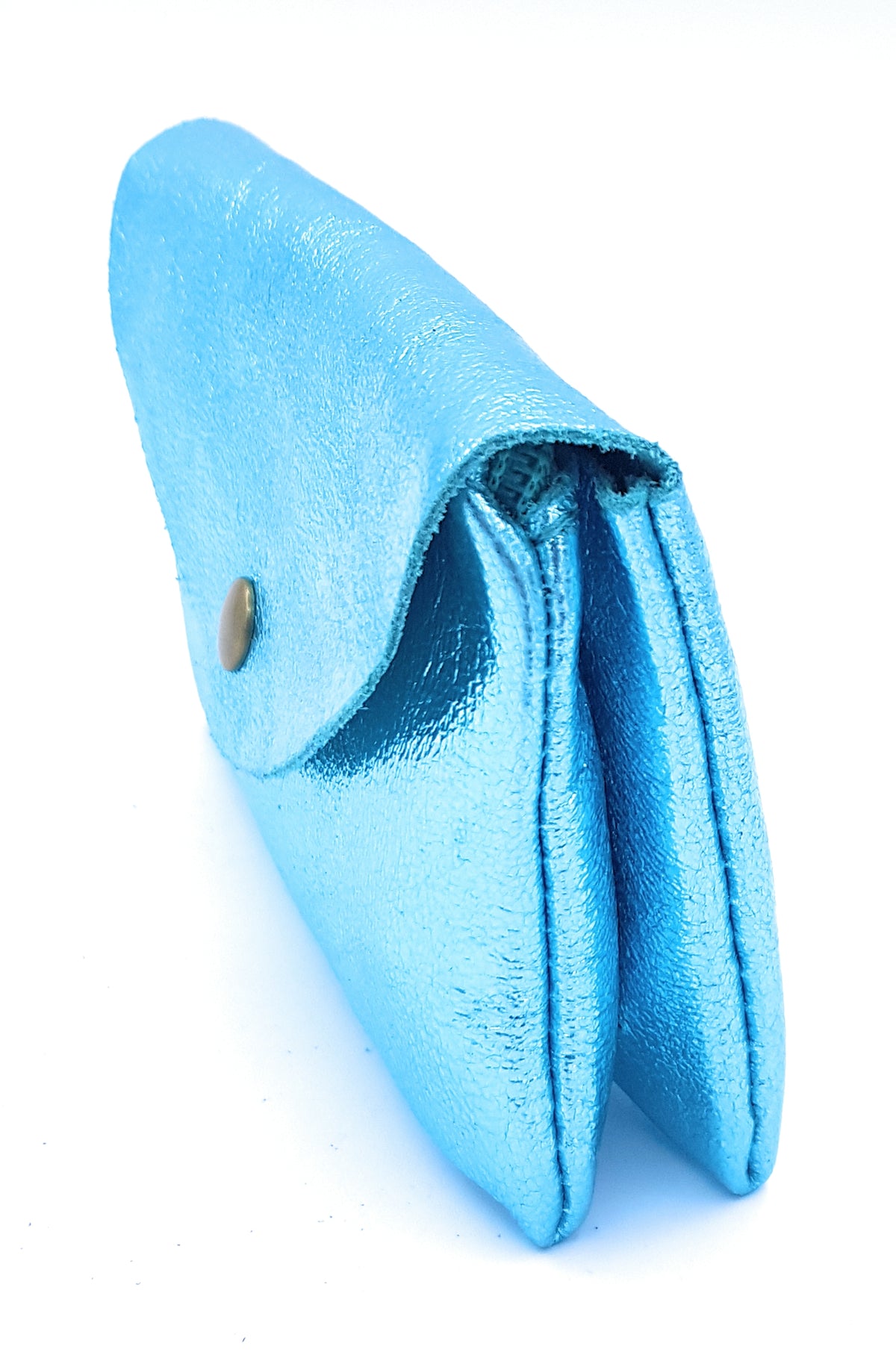 Porte-monnaie Aquene en cuir irisé Turquoise