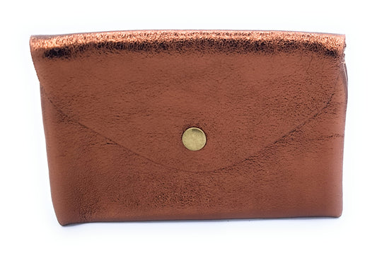 Porte-monnaie Aquene en cuir irisé Marron cuivré