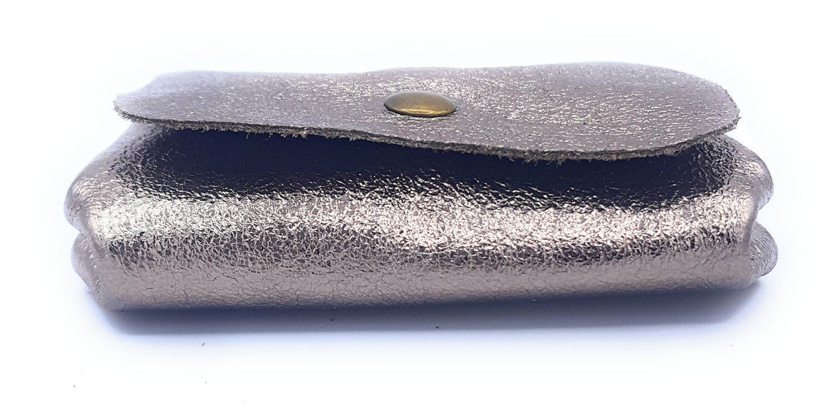 Porte-monnaie Etania en cuir irisé Etain