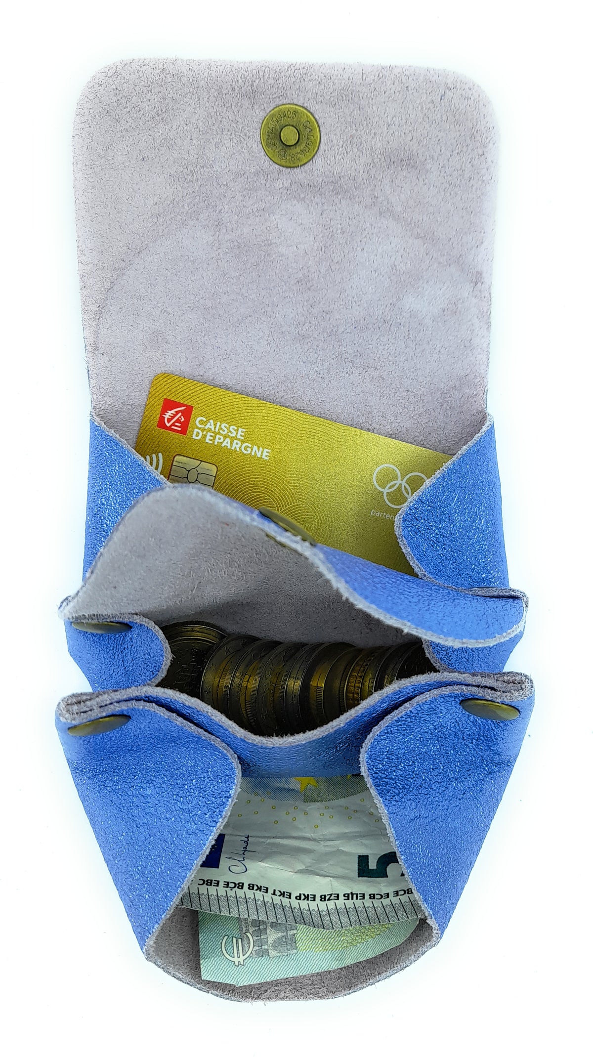 Porte-monnaie Etania en cuir irisé Lavande