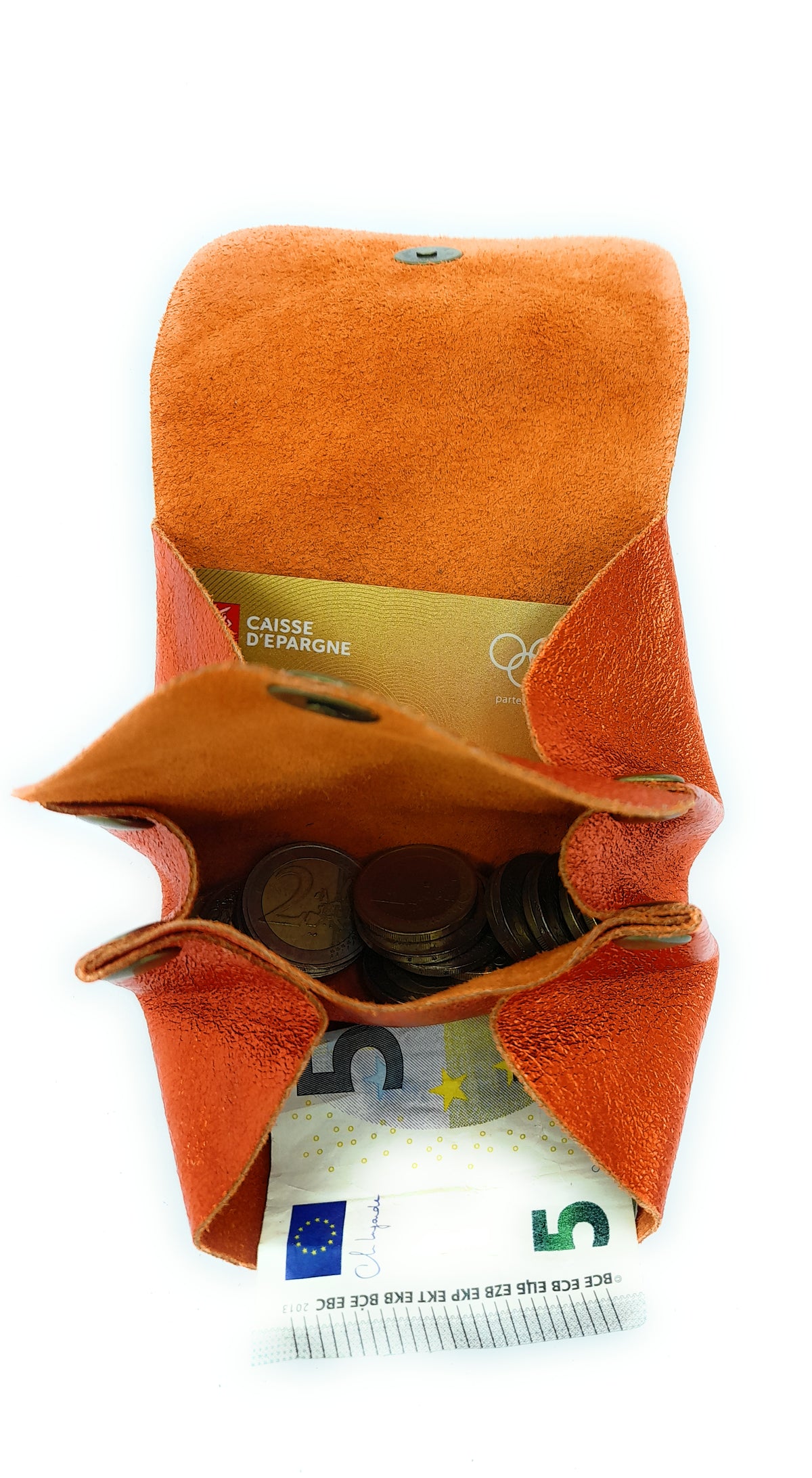 Porte-monnaie Etania en cuir irisé Orange