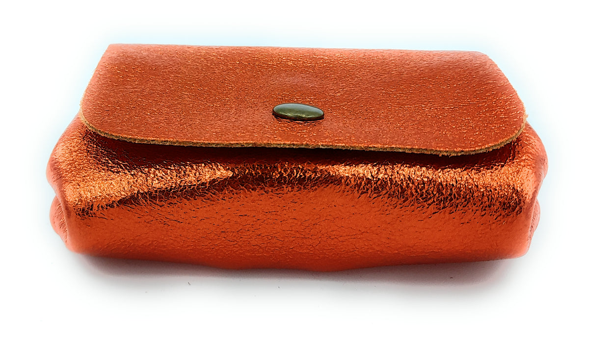 Porte-monnaie Etania en cuir irisé Orange