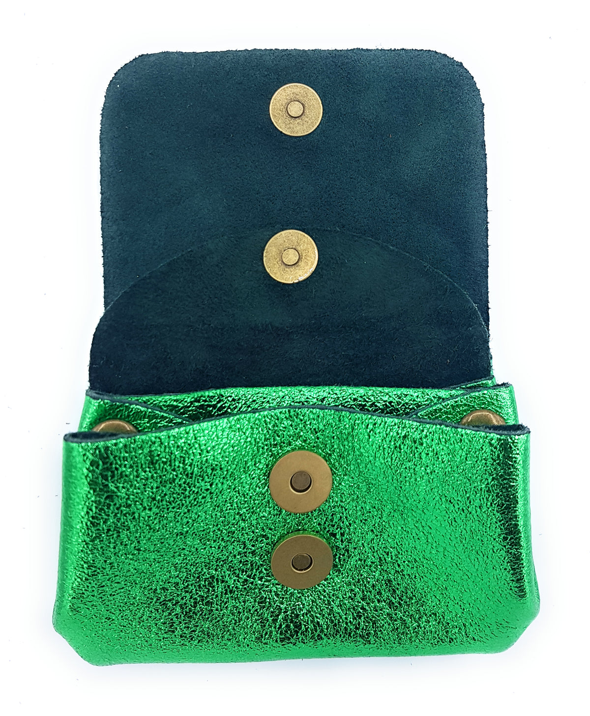 Porte-monnaie Etania en cuir irisé Vert émeraude