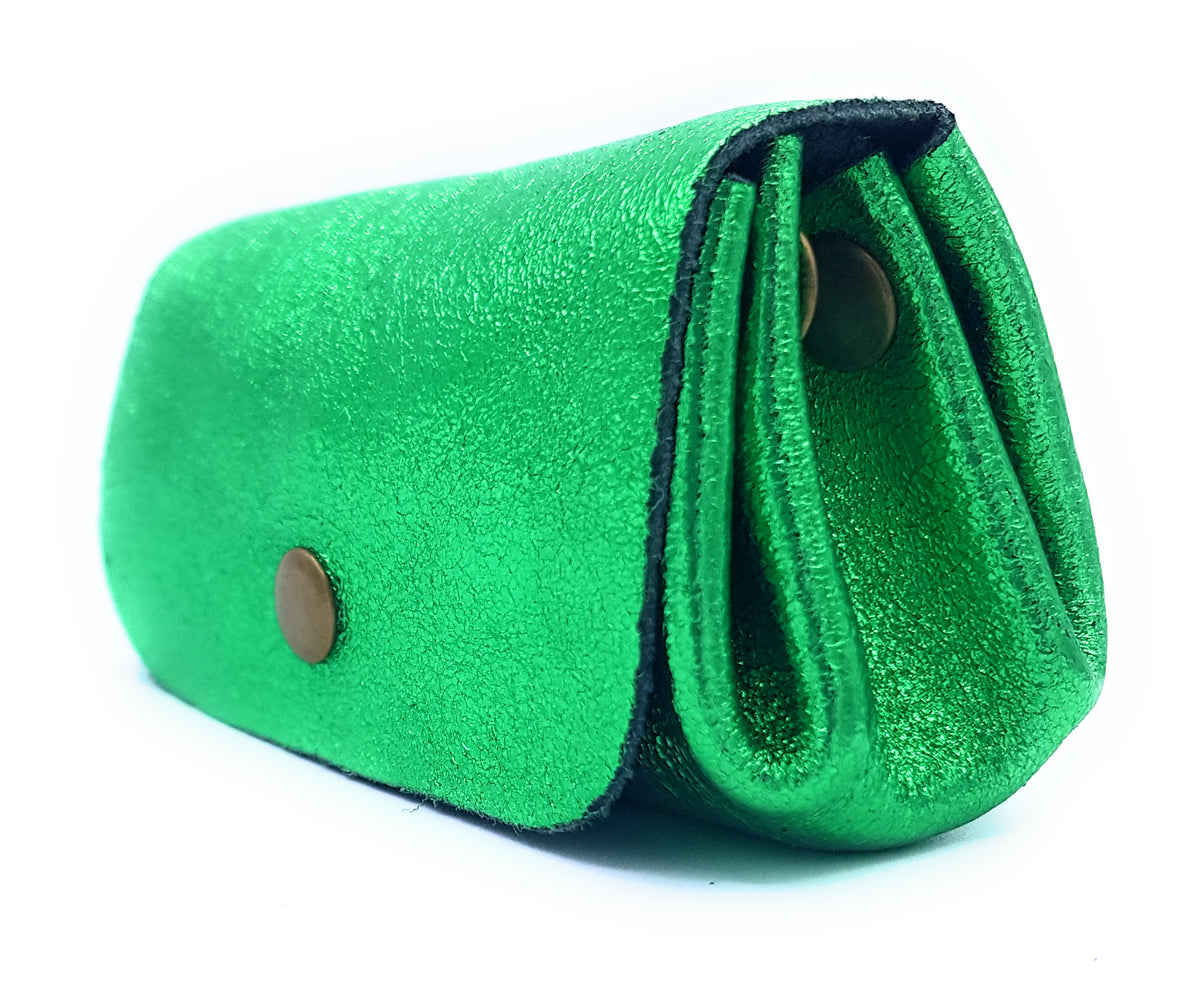 Porte-monnaie en cuir irisé Etania  ~ Vert émeraude