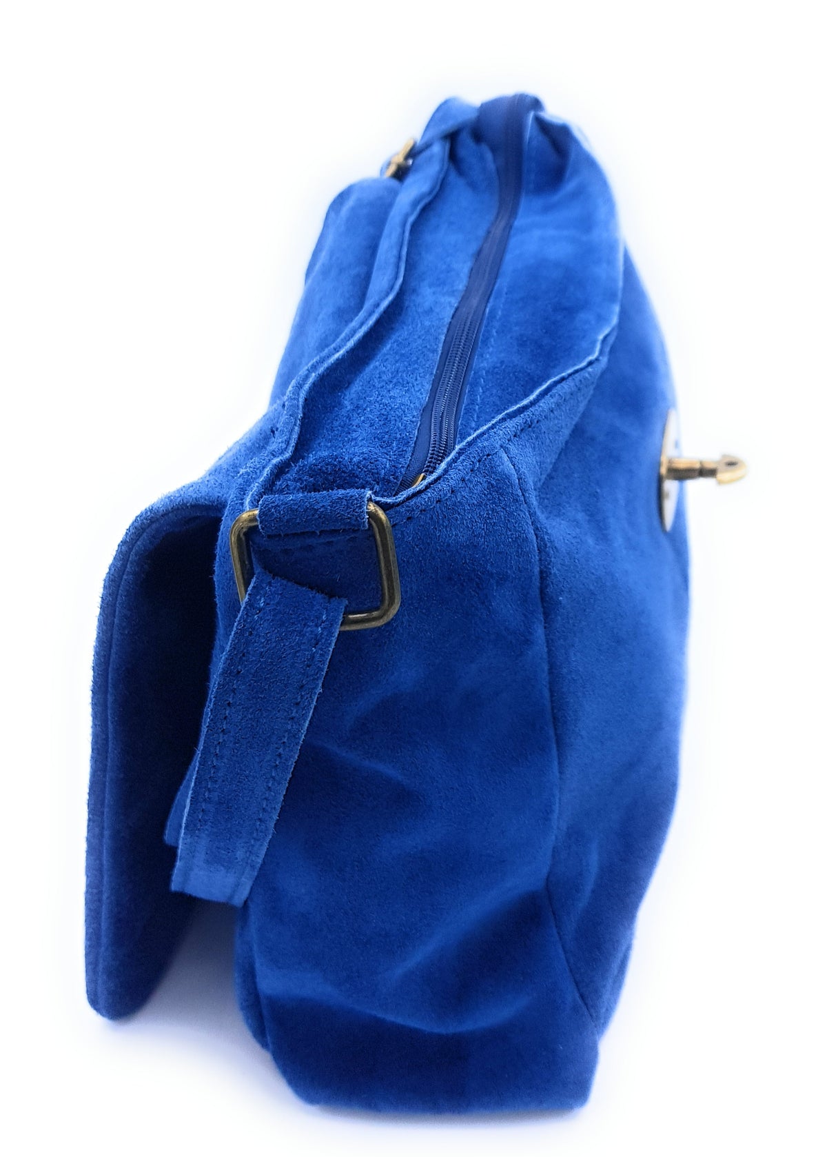 Sac besace Sahale en cuir suèdé ~ Bleu jean