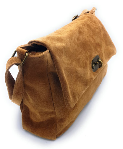 Sac besace Sahale en cuir suèdé ~ Camel