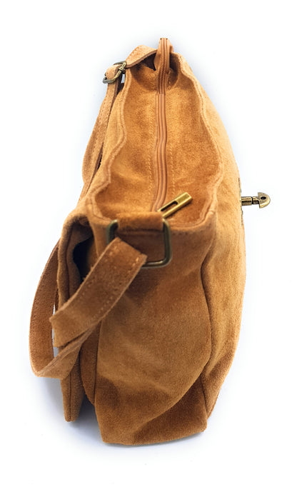 Sac besace Sahale en cuir suèdé ~ Camel