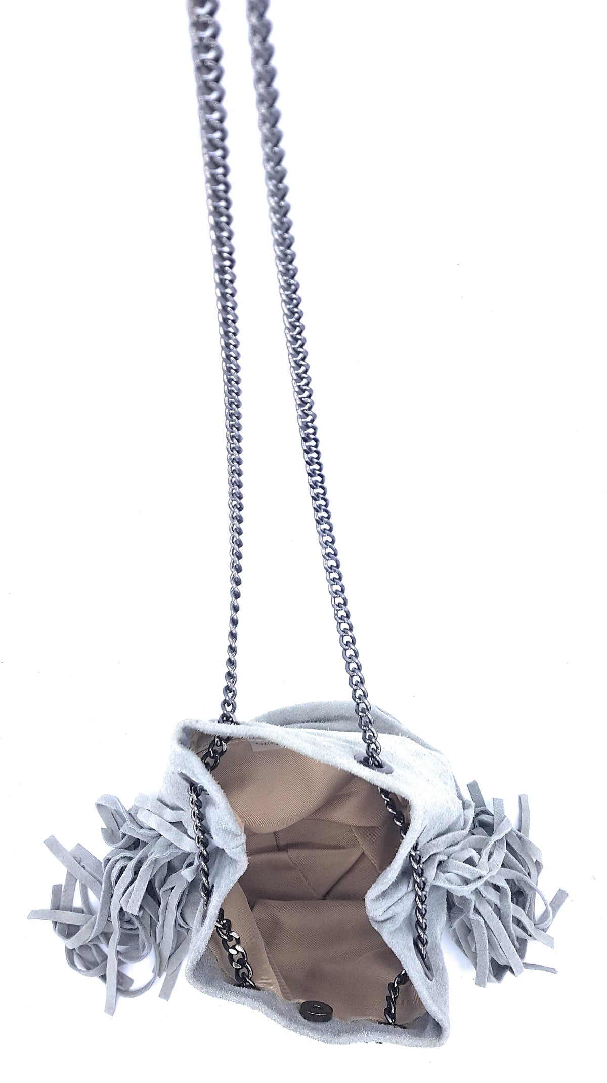 Sac bourse Anoki en cuir suèdé Gris