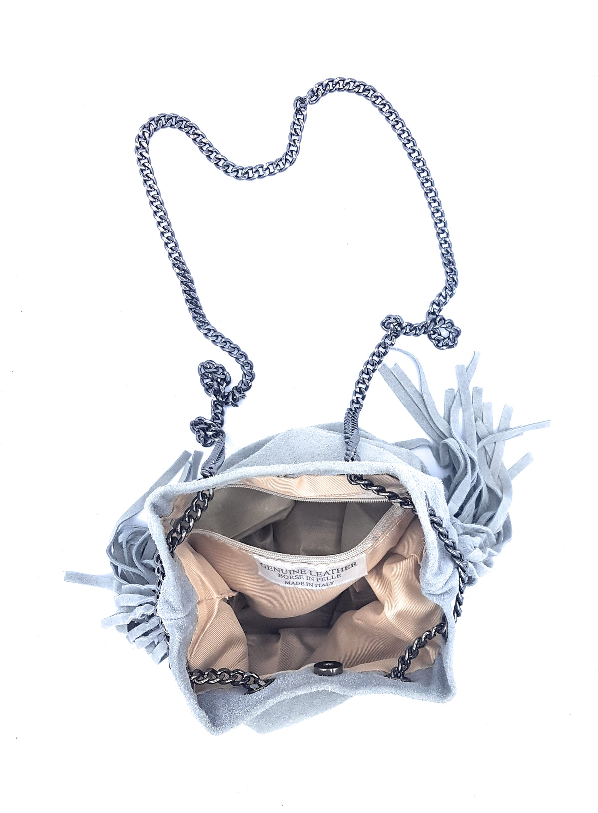 Sac bourse Anoki en cuir suèdé Gris
