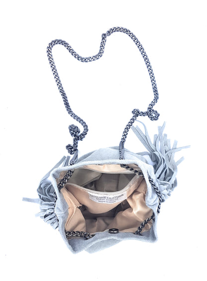 Sac bourse Anoki en cuir suèdé Gris