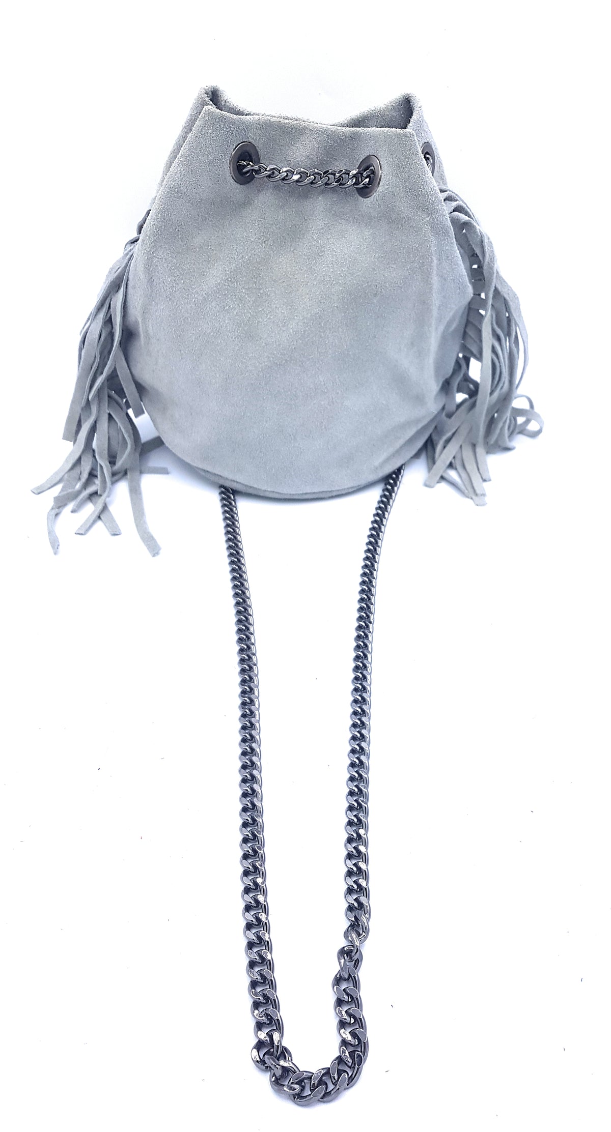 Sac bourse Anoki en cuir suèdé Gris