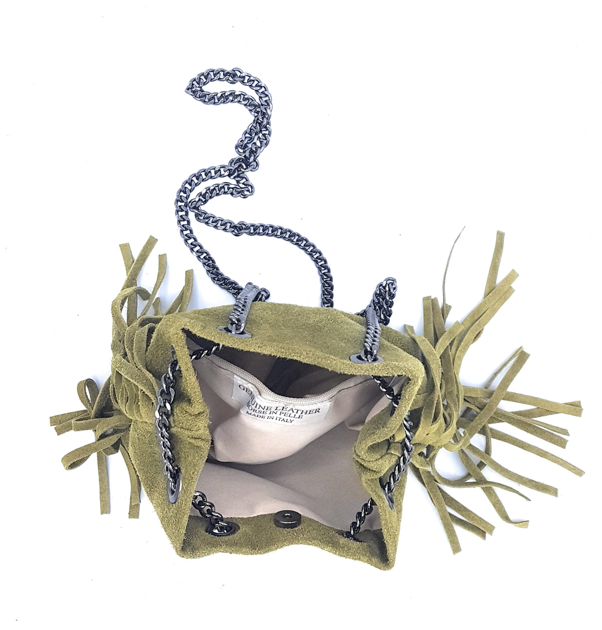 Sac bourse Anoki en cuir suèdé Vert Olive