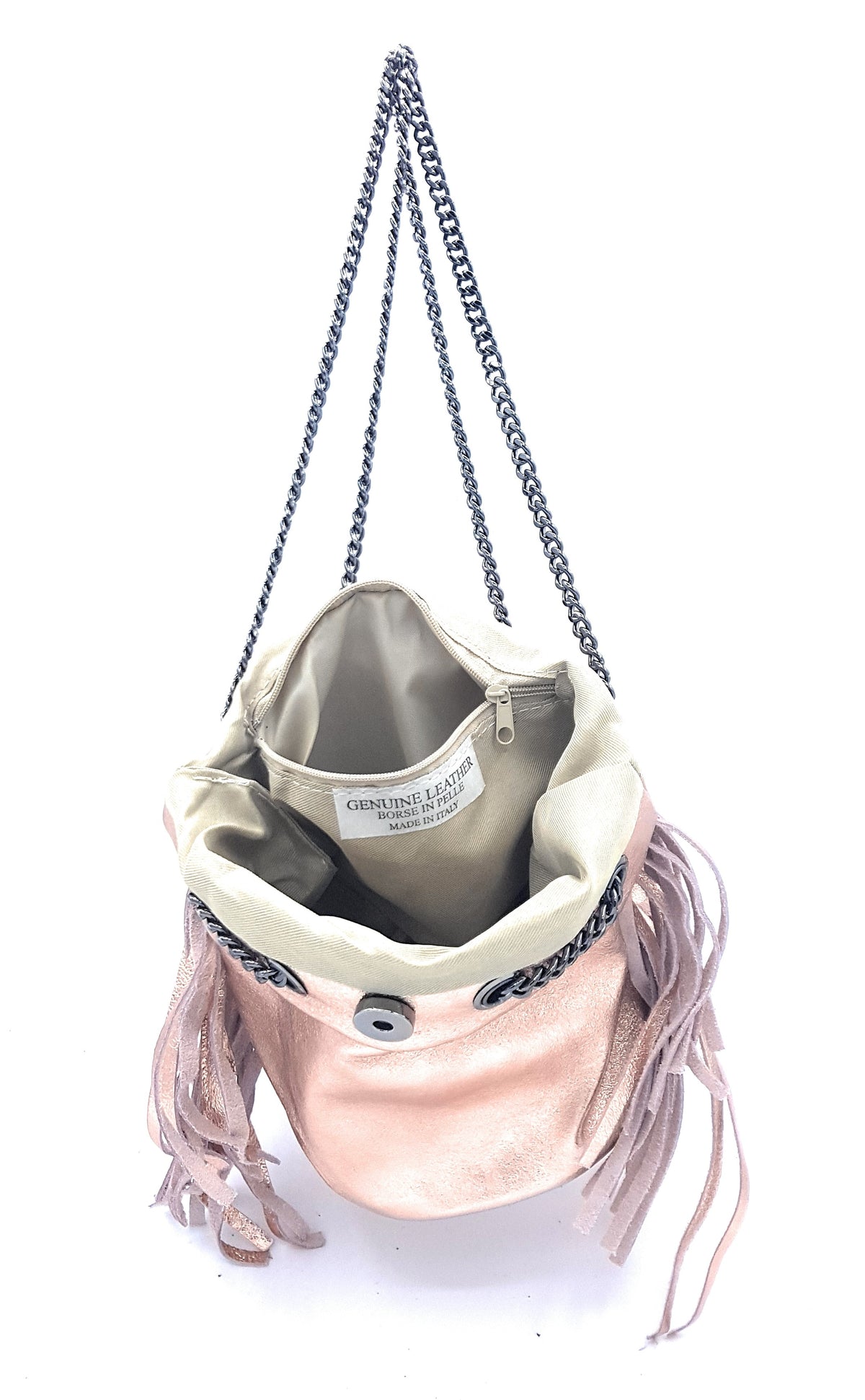 Sac bourse Anoki en cuir irisé Champagne