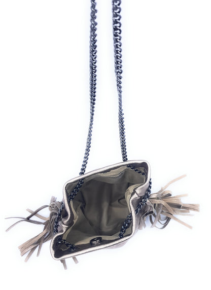 Sac bourse Anoki en cuir irisé Étain