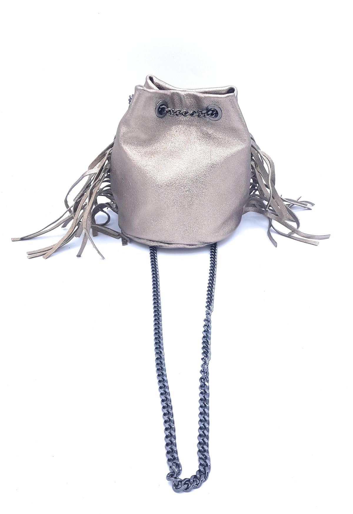 Sac bourse Anoki en cuir irisé Étain