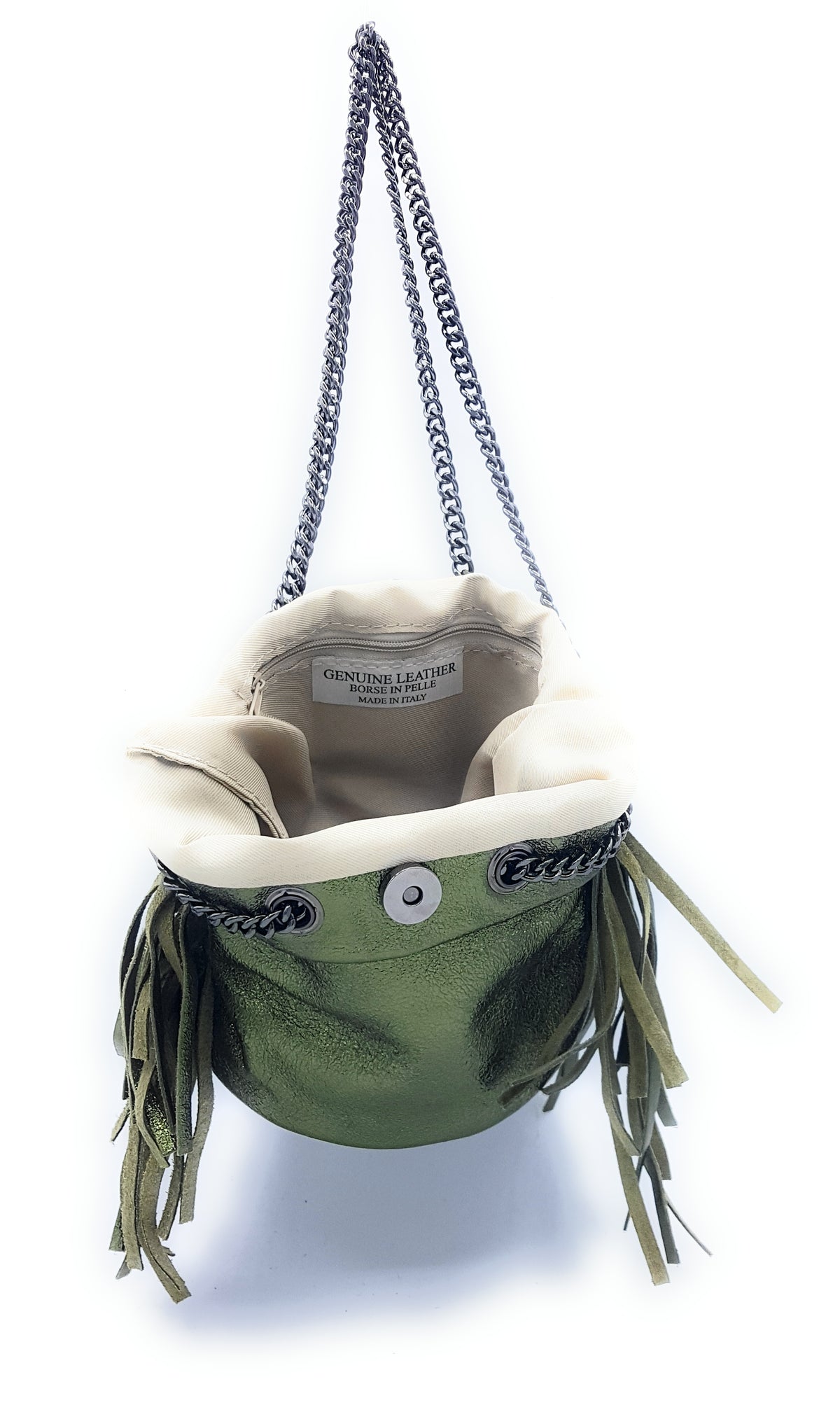 Sac bourse Anoki en cuir irisé Kaki