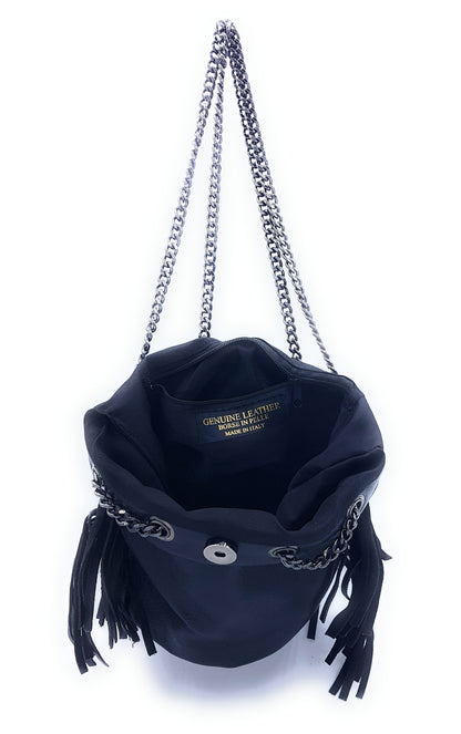 Sac bourse Anoki en cuir irisé Noir