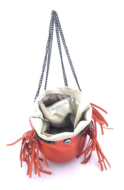 Sac bourse Anoki en cuir irisé Orange