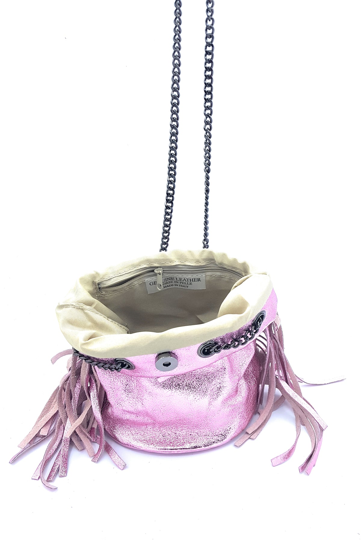 Sac bourse Anoki en cuir irisé Rose pâle