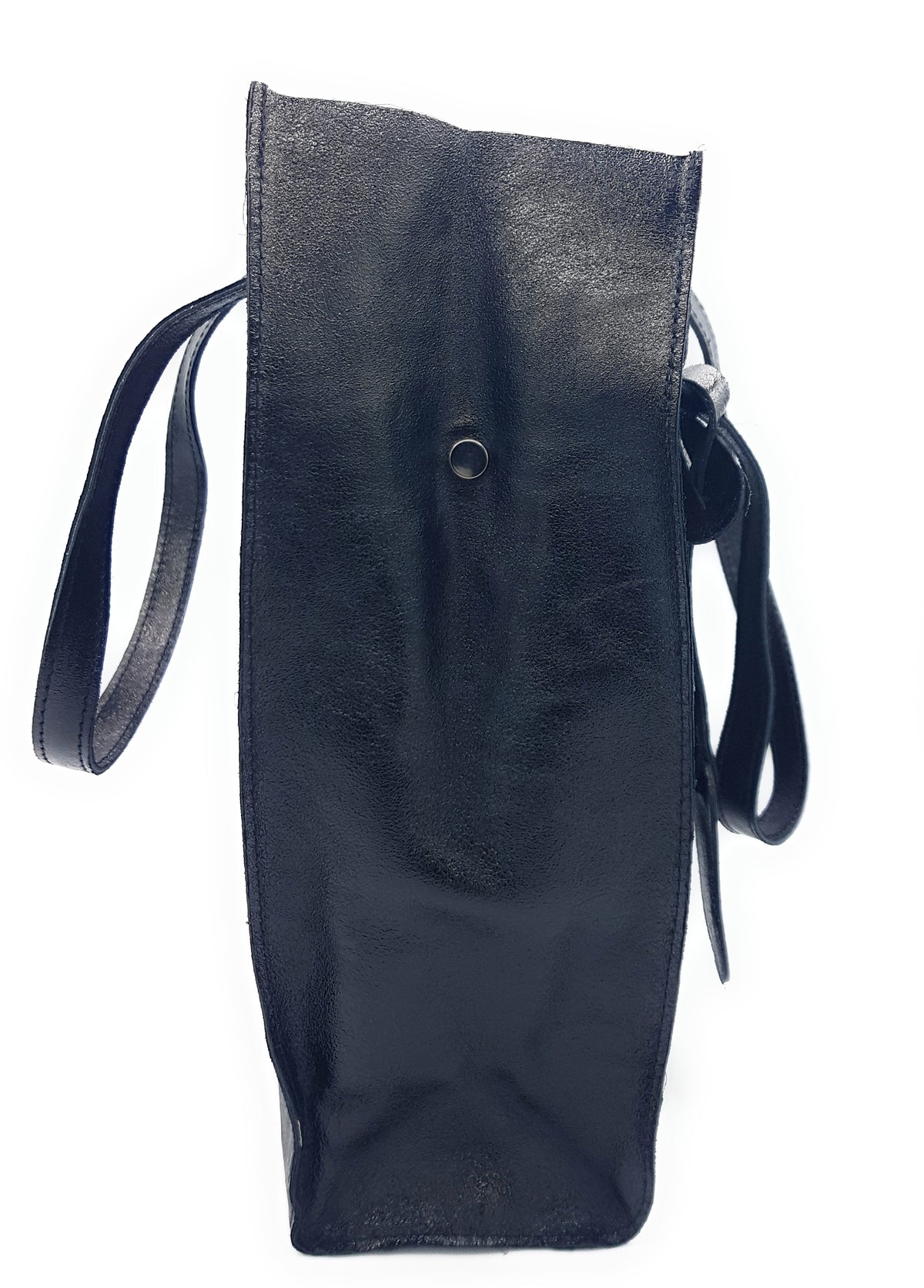 Dena shopper bag in iridescent leather ~ Black