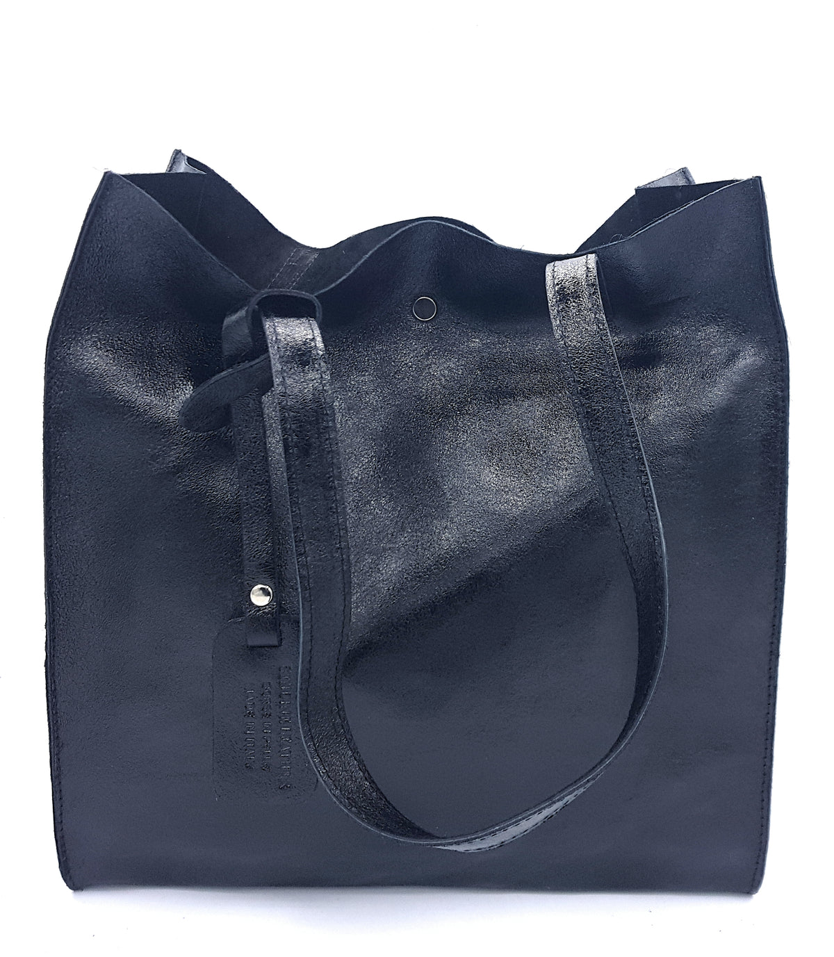 Dena shopper bag in iridescent leather ~ Black