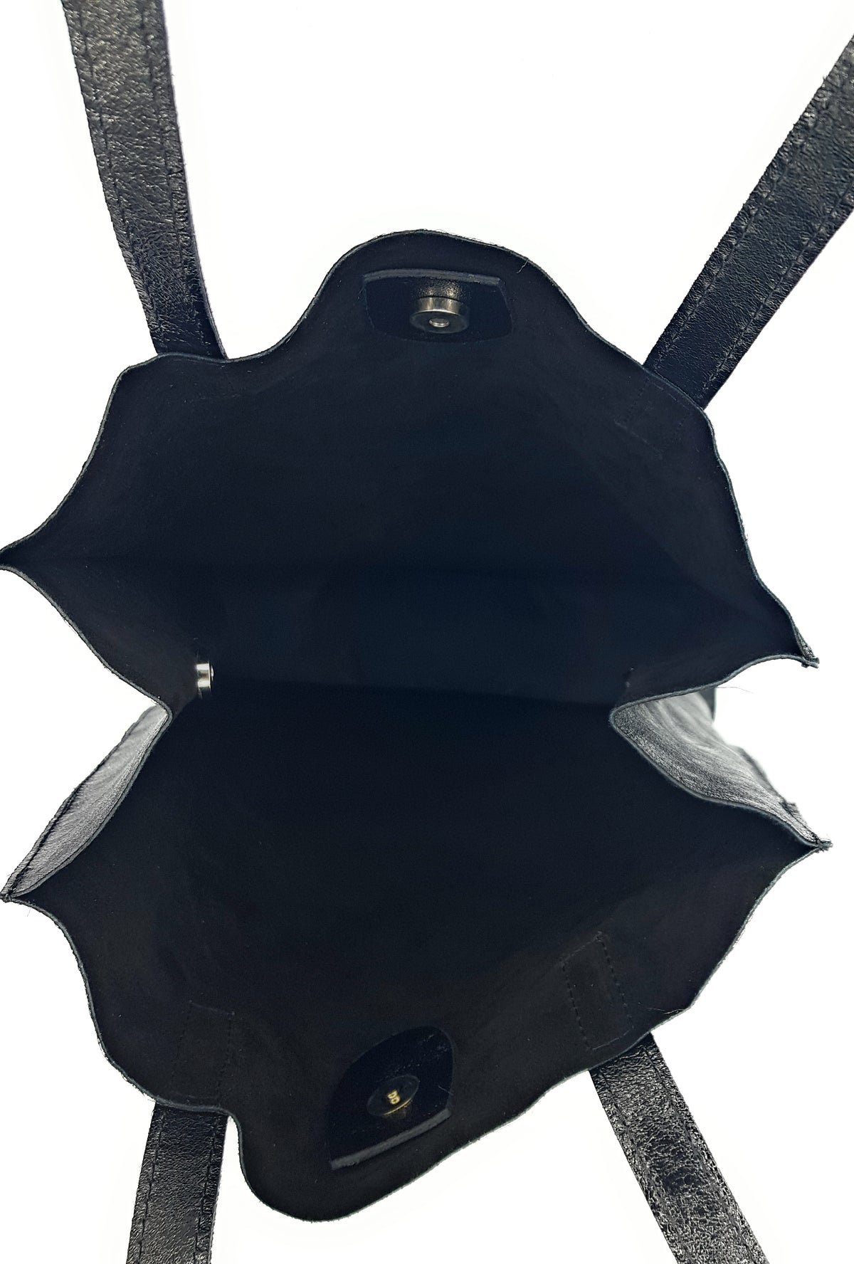 Dena shopper bag in iridescent leather ~ Black