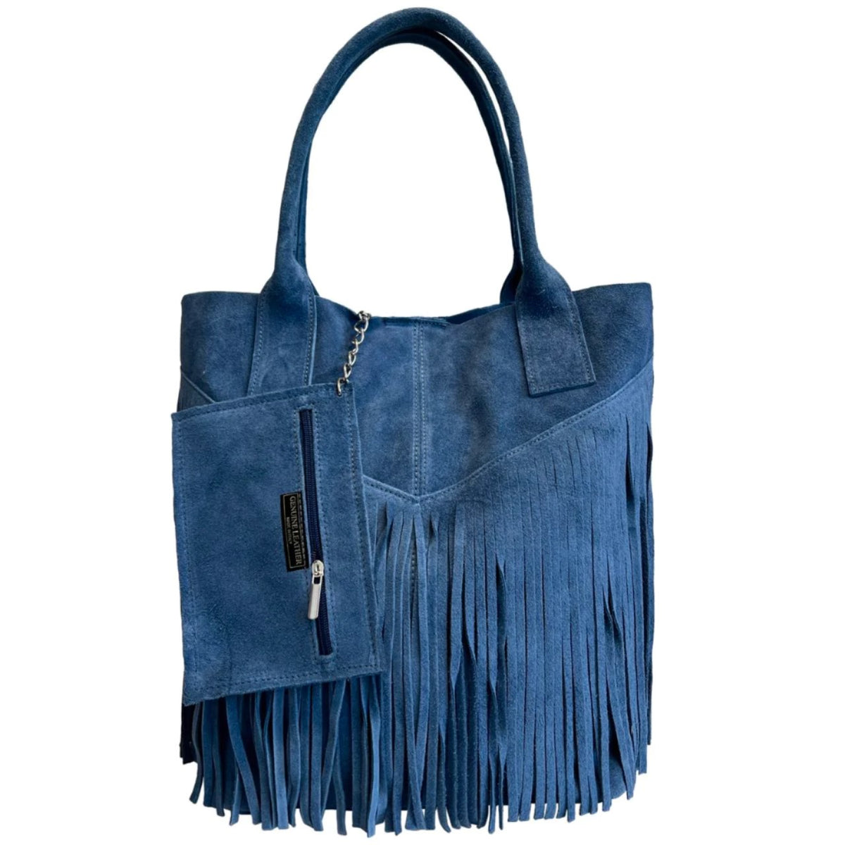 Sac shopper Naya  en cuir suédé ~ Bleu jean