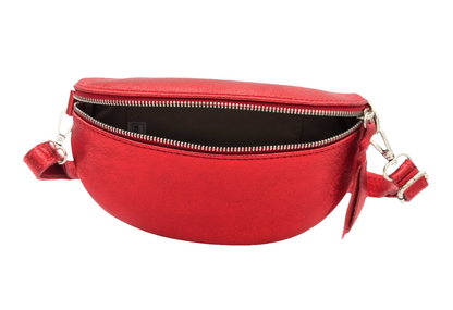 Sac banane en cuir irisé Dyani ~  Rouge