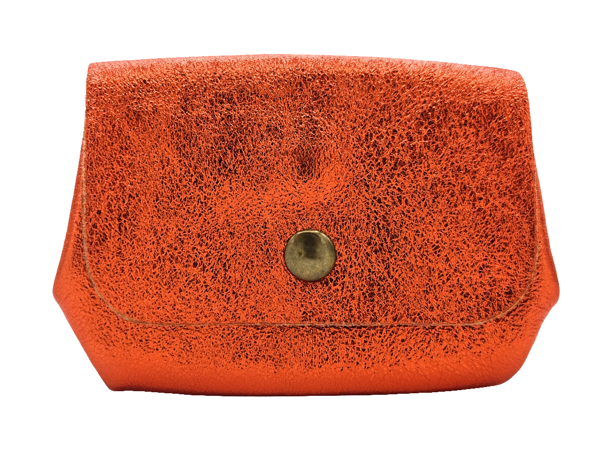 Porte-monnaie en cuir irisé Etania ~ Orange