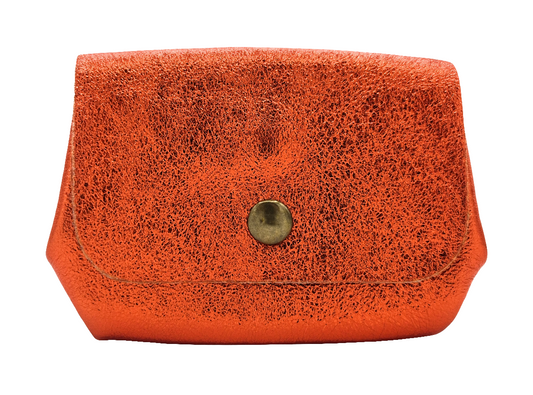 Porte-monnaie en cuir irisé Etania ~ Orange