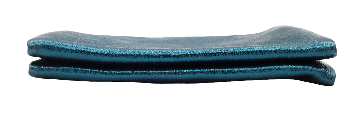 Porte-monnaie Aquene en cuir irisé ~ Bleu canard