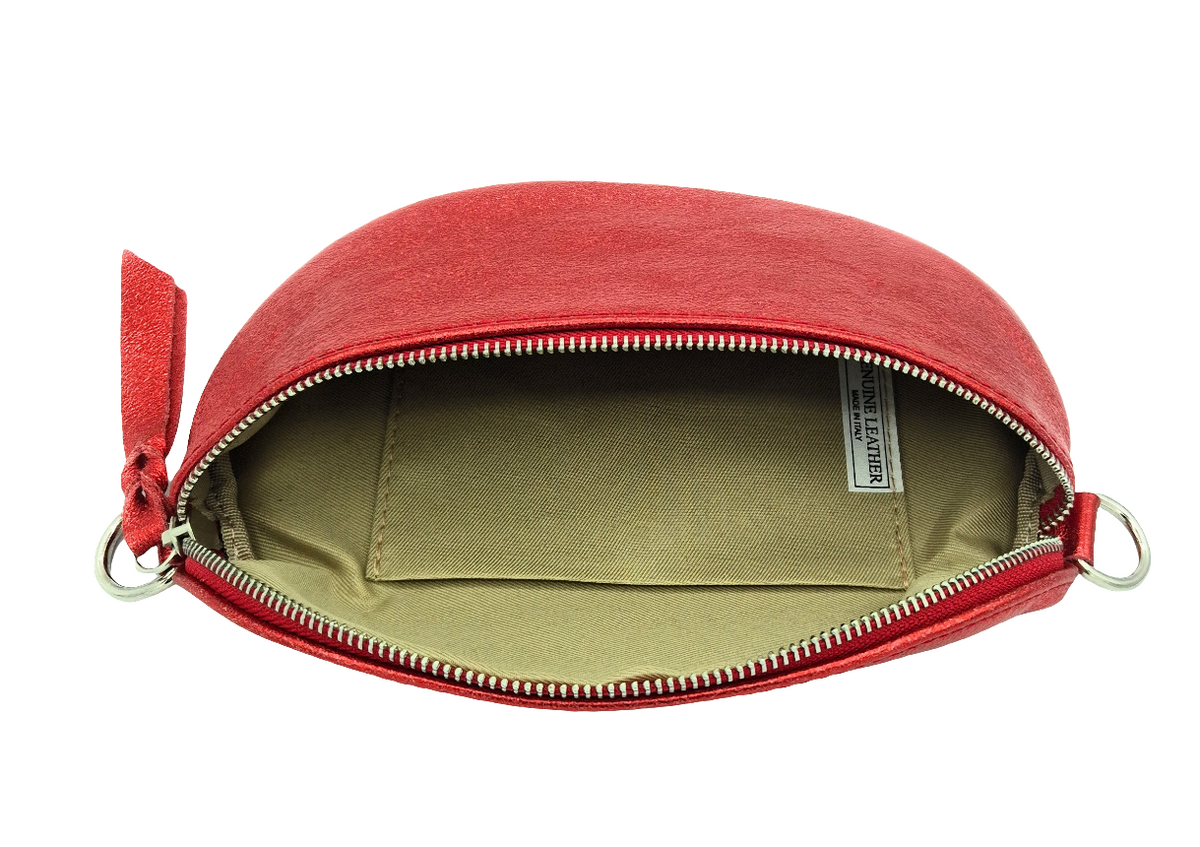 Sac banane en cuir irisé Dyani ~  Rouge