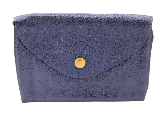 Porte-monnaie Aquene en cuir irisé ~ Bleu marine