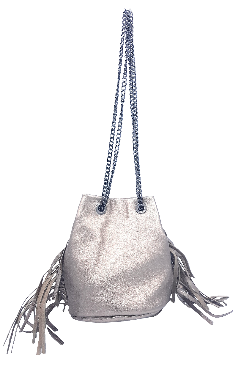 Sac bourse Anoki en cuir irisé ~ Étain