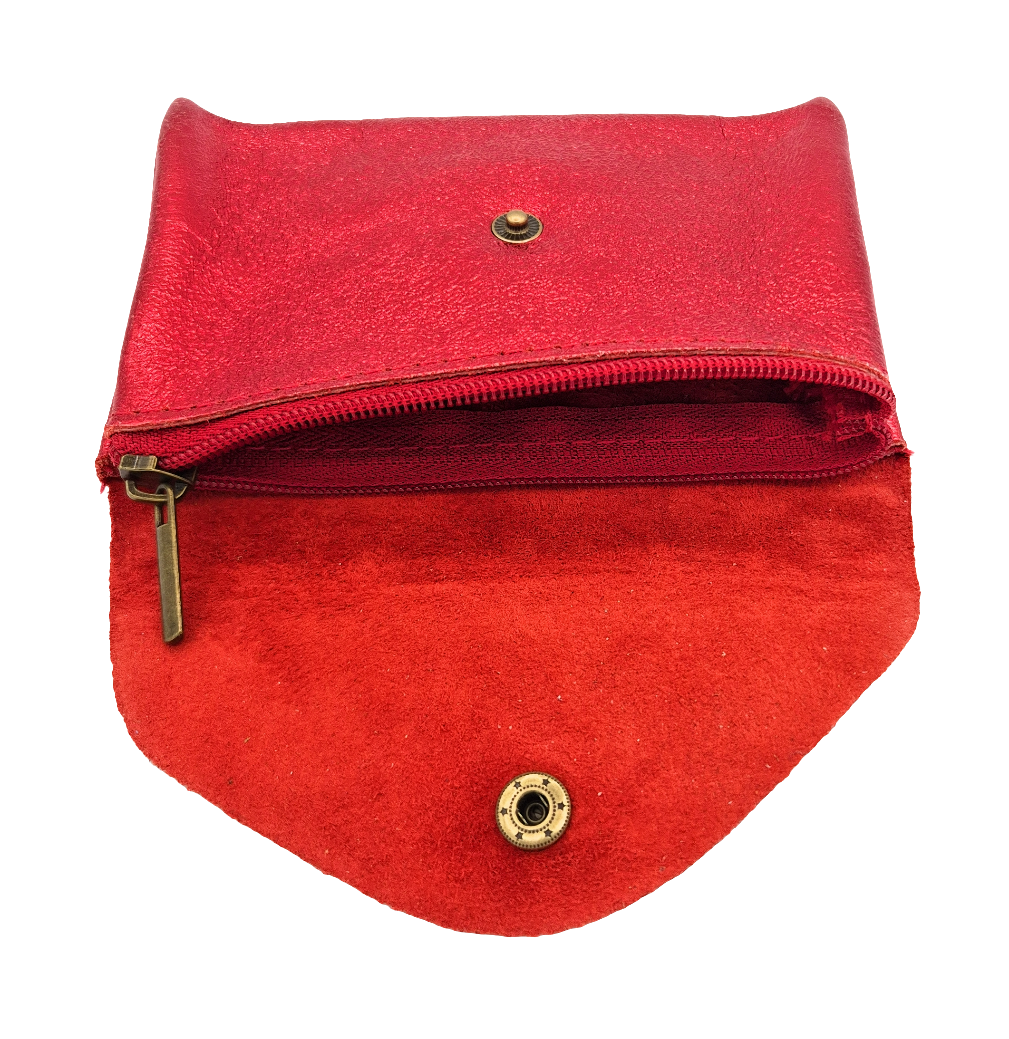 Porte-monnaie Aquene en cuir irisé ~ Rouge