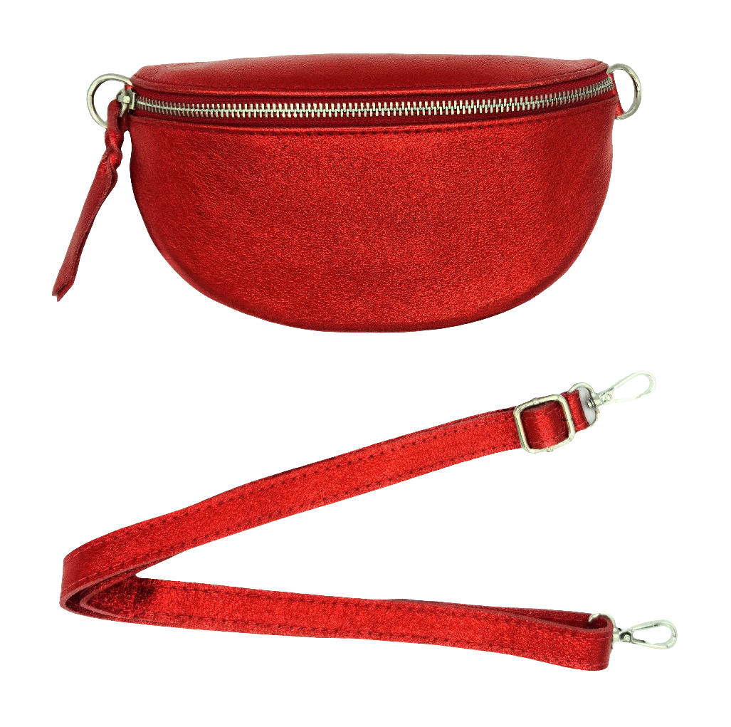Sac banane en cuir irisé Dyani ~  Rouge