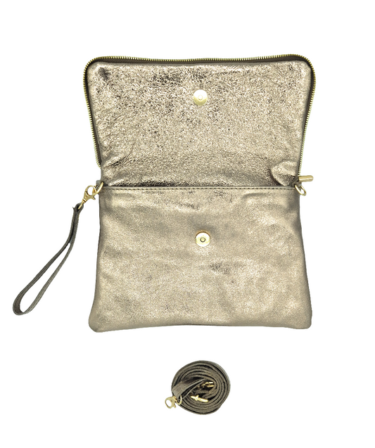 Sac à bandoulière en cuir irisé Halona ~ Étain